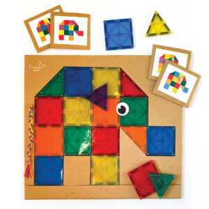 Magnetic tiles Elmer the patchwork elephant puzzle + free printable 