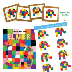 Elmer the patchwork elephant puzzle + free printable