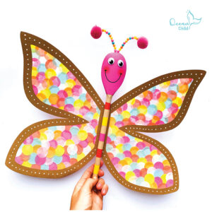 Colorful DIY butterfly sun catcher spoon puppet