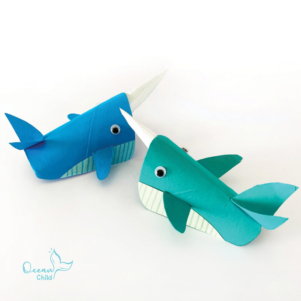 Paper roll whale or narwhale craft for kids
