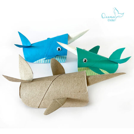 Paper roll whale an narwhale craft for kids