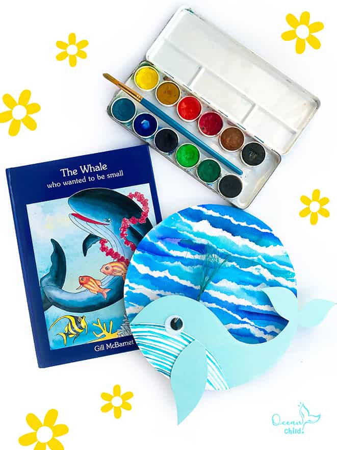 Watercolor whale craft, with free printable!