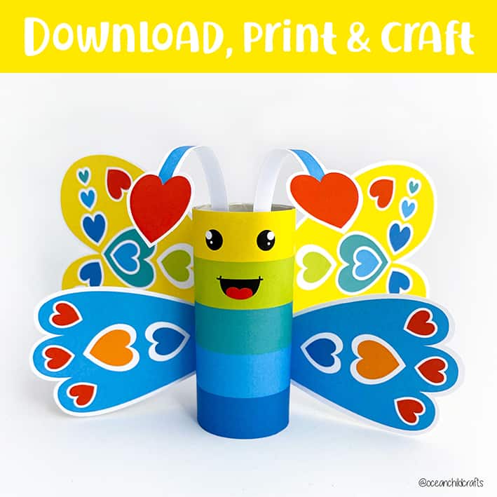 Paper roll butterfly craft printable