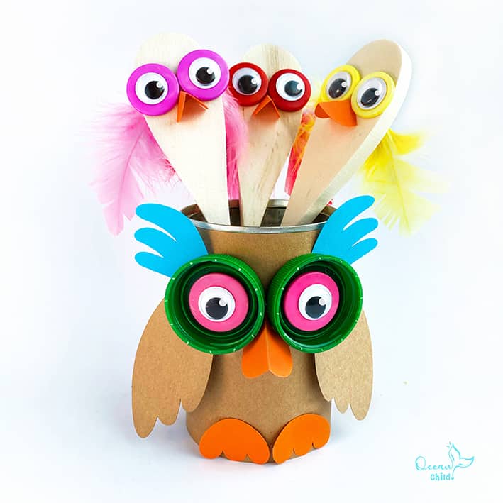 Recycled can craft from owl