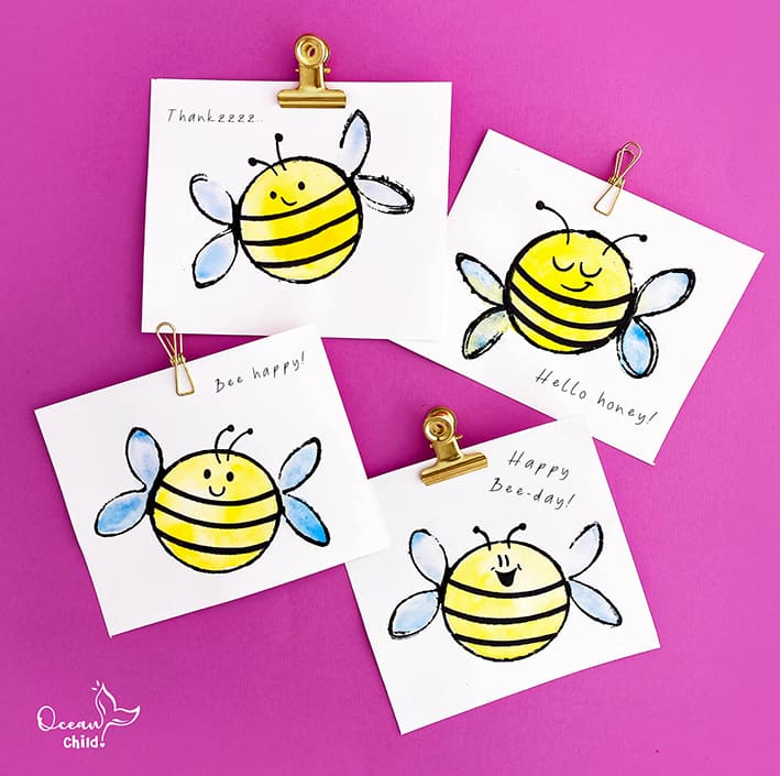 Create bee stamp greeting cards
