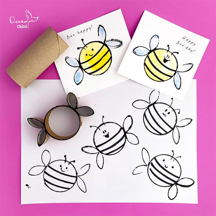 Toilet paper roll stamp bee