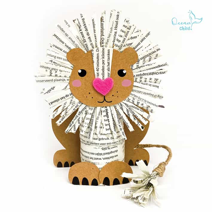 Recycle craft, newspaper lion