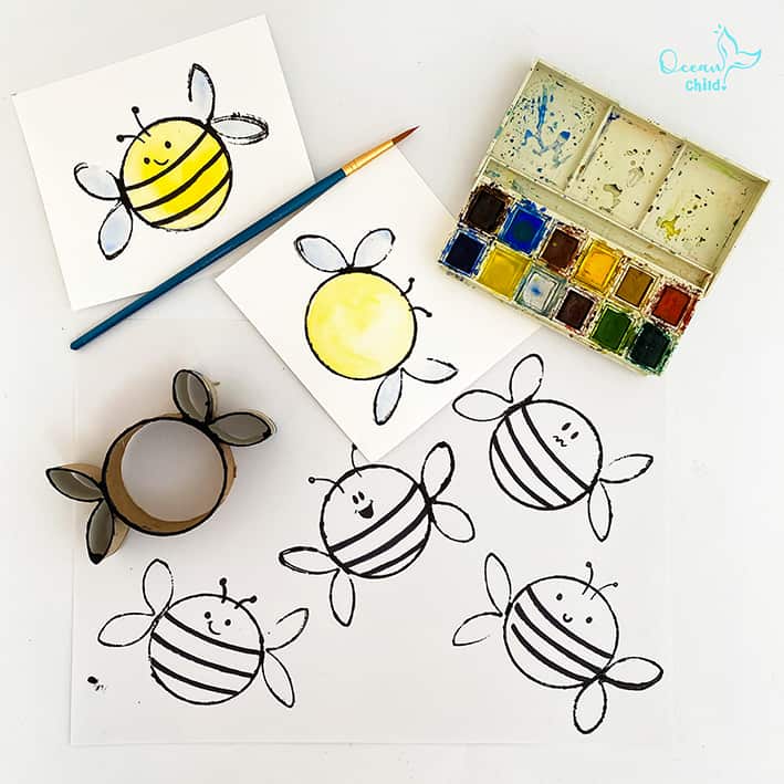 Toilet paper roll bee stamp