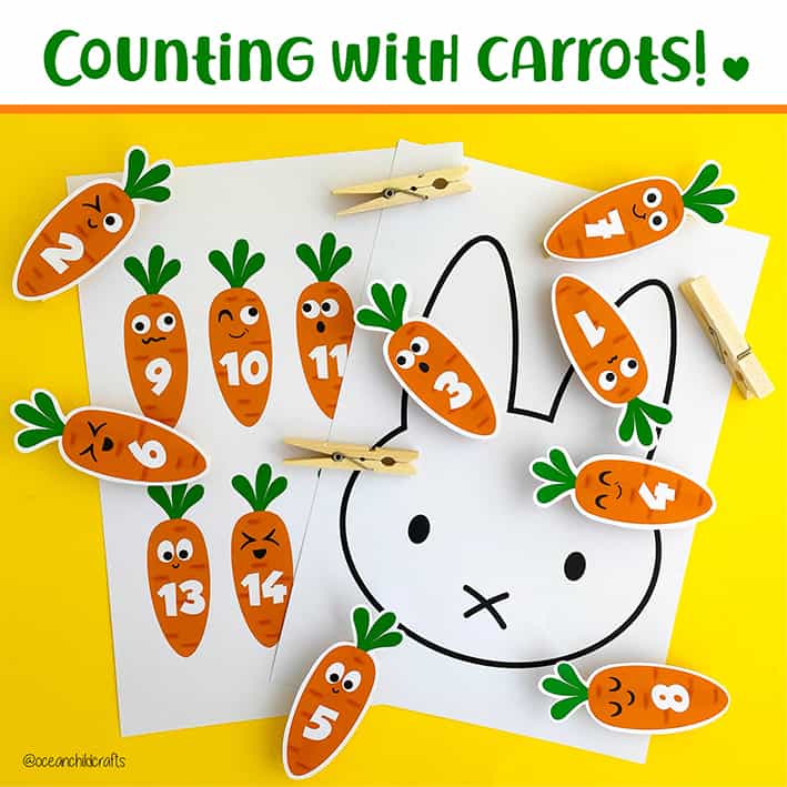 Counting with carrots, Miffy's learning activity