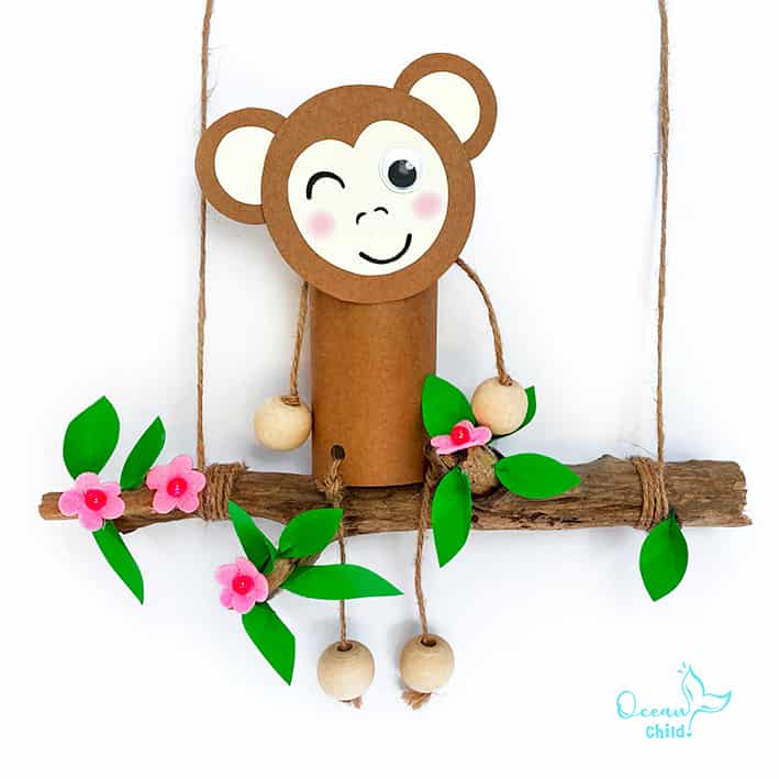 Paper Roll Monkey with Dangling Arms and Legs