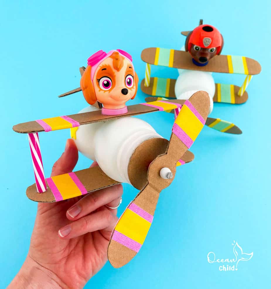 Recycled airplane craft kids