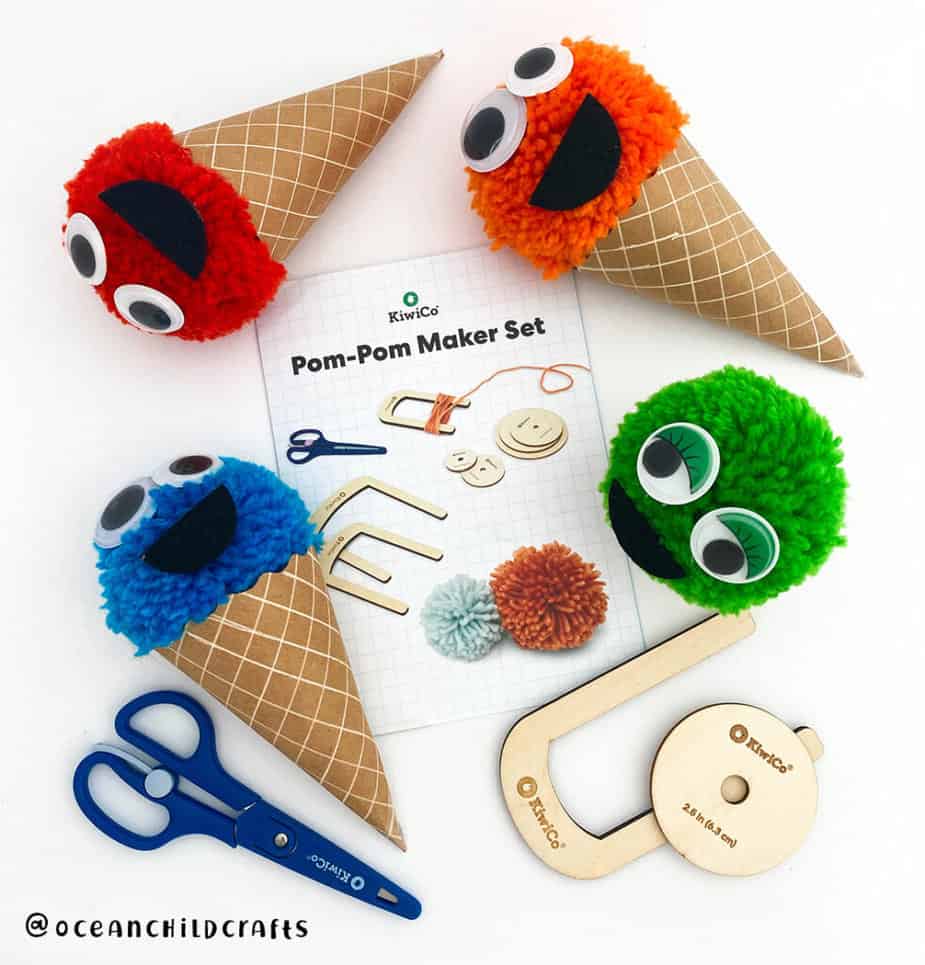 Pom-pom ice cream craft for summer