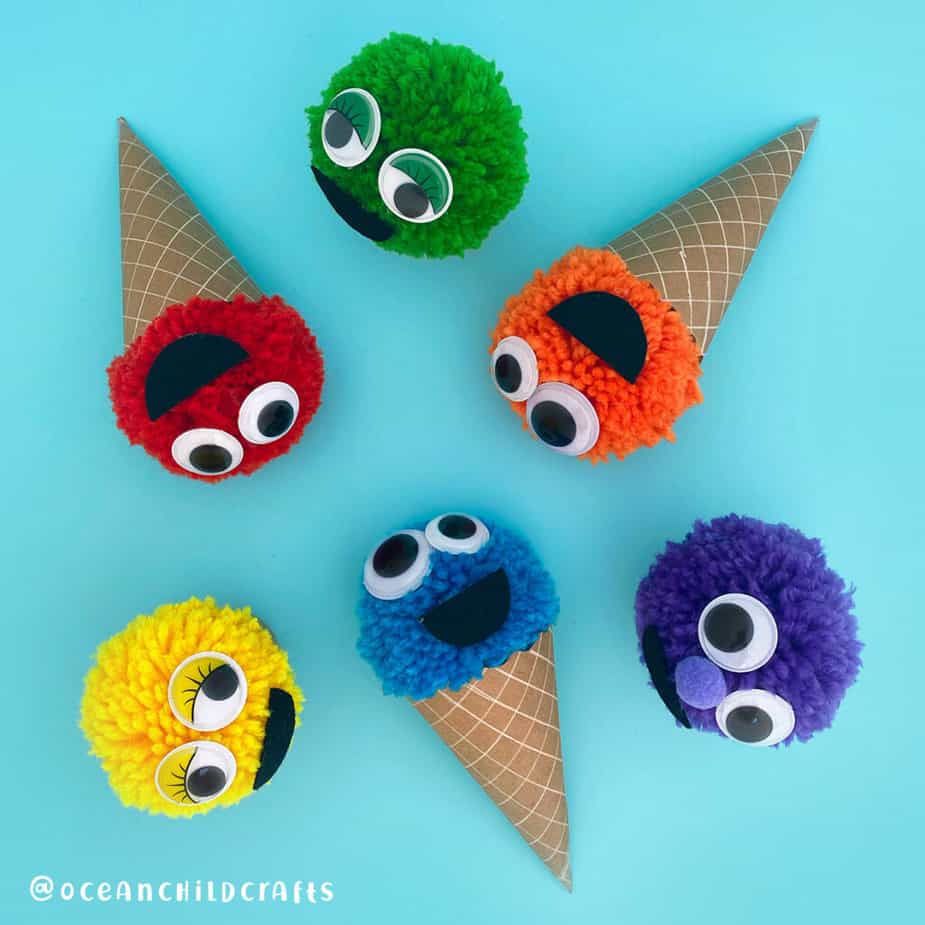 Pom-pom Ice cream cone summer craft