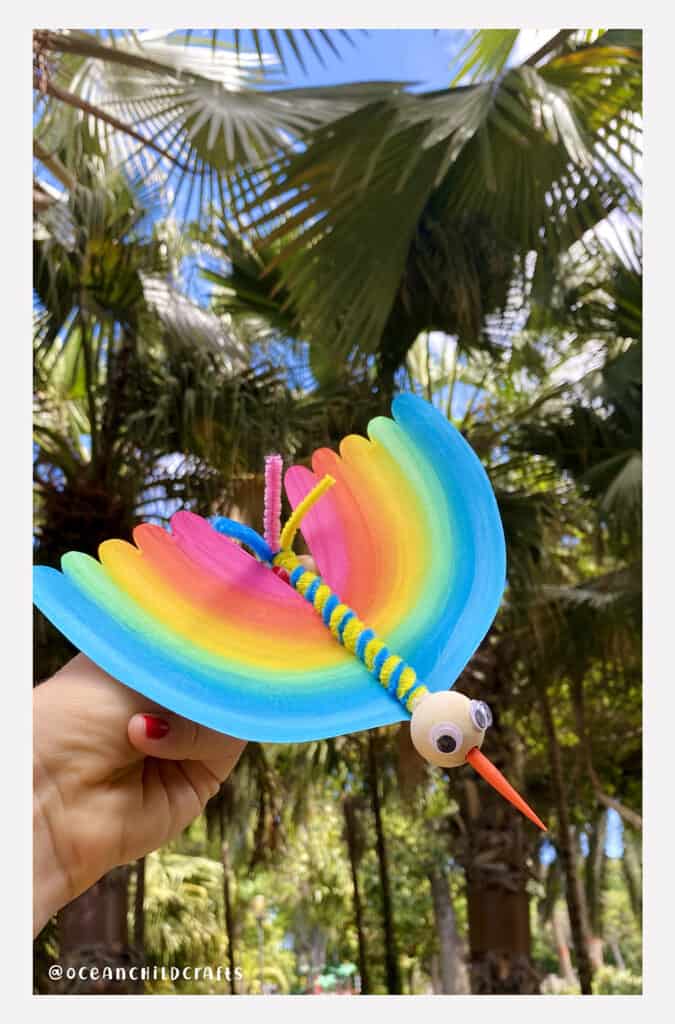 Tropical rainbow bird craft for kids.