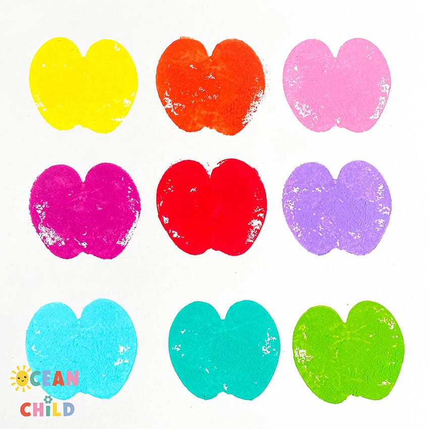colorful rainbow apple stamps