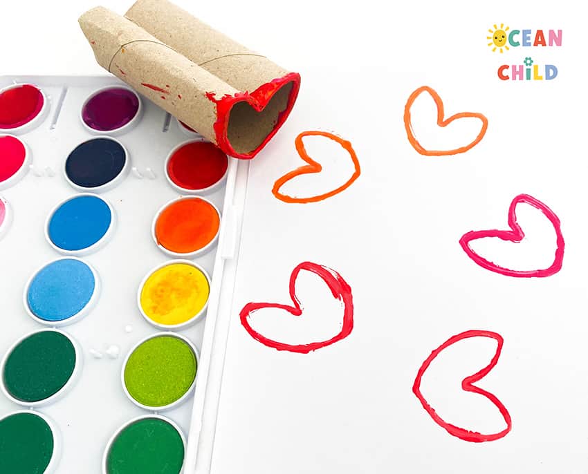 Paper roll heart stamps