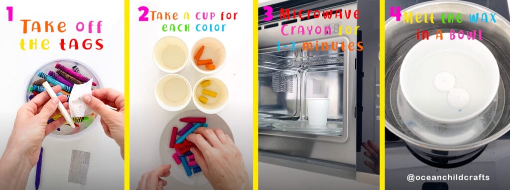 Step by step craft instructions for crayon candles