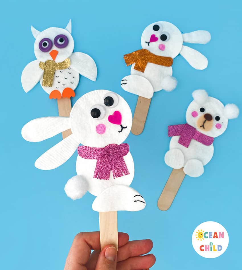 DIY animal puppets, easy cotton pad craft for kids! - Ocean Child