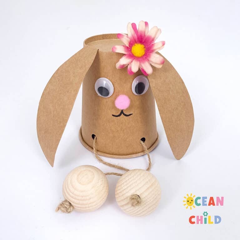 Super easy paper cup bunny craft activity! Ocean Child Crafts