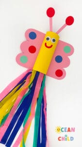 Easy paper roll butterfly windsock craft for kids! - Ocean Child Crafts