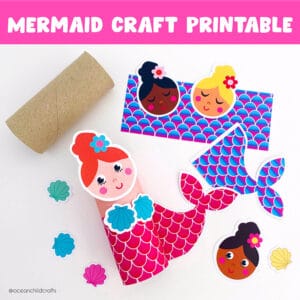 Mermaid craft and color printable
