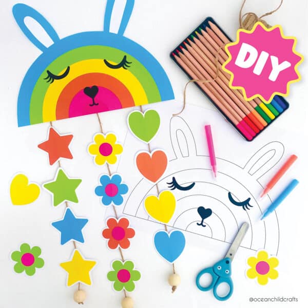 DIY rainbow mobile, craft activity