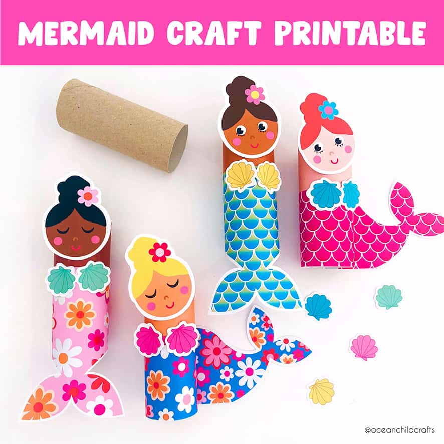 Magical rainbow mermaid craft with FREE craft printable - Ocean Child Crafts