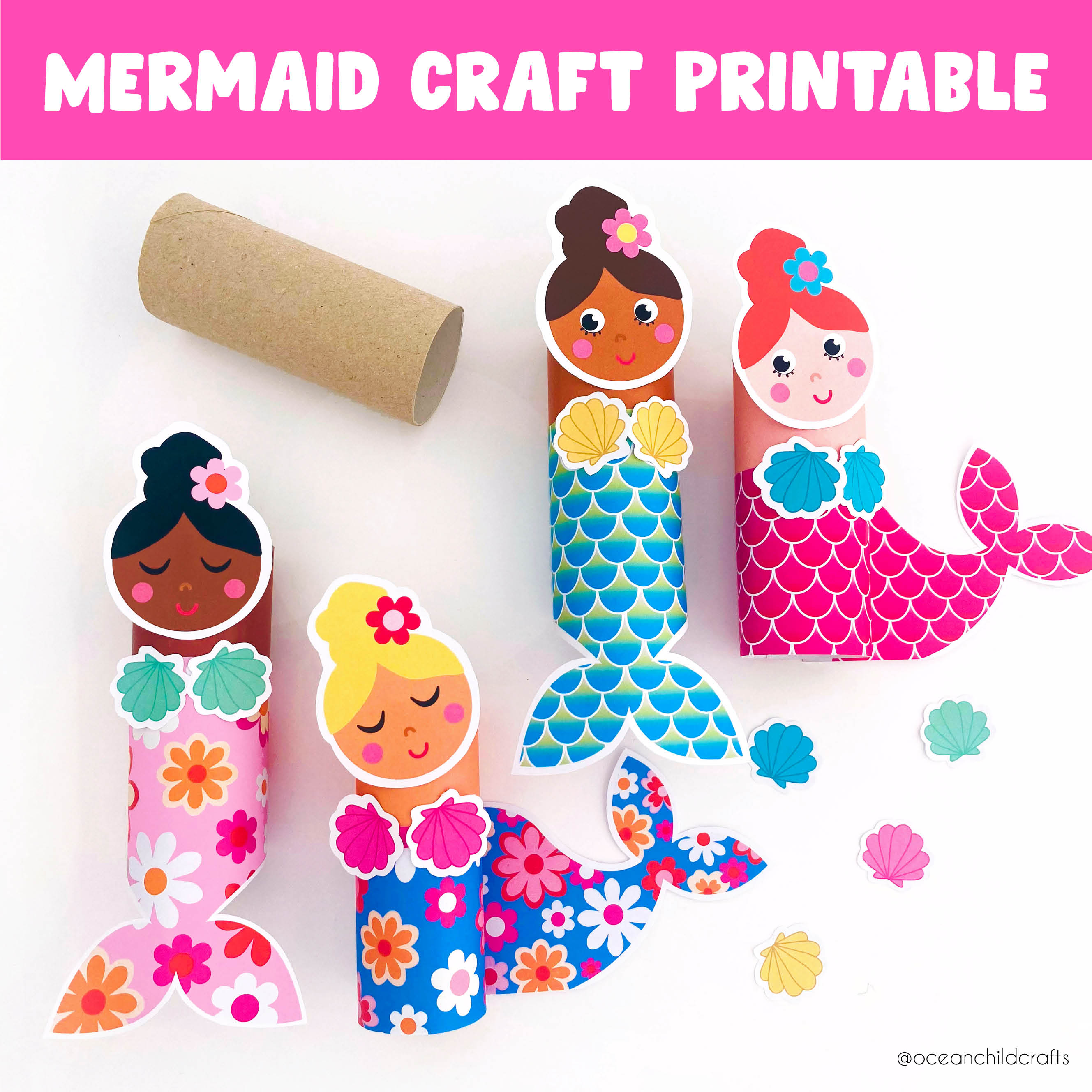 Mermaid craft printable bundle for kids