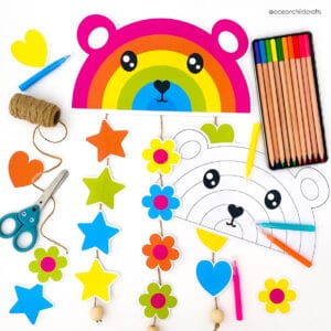 Rainbow bear printable craft kids