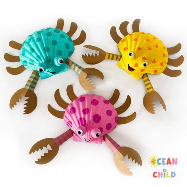 DIY crab craft from painted shells - Ocean Child Crafts