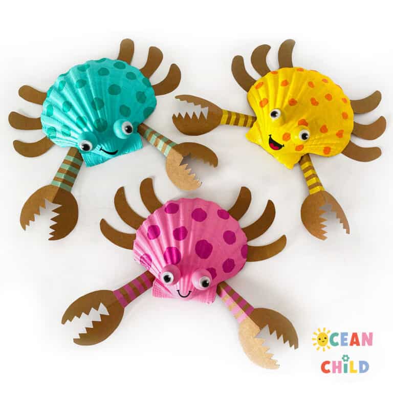 Diy Crab Craft From Painted Shells - Ocean Child Crafts