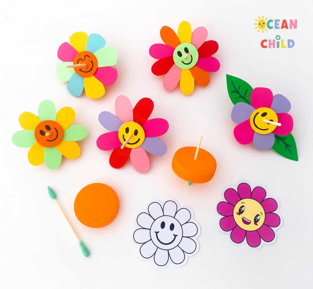 Easy kids craft, recycled flower tops