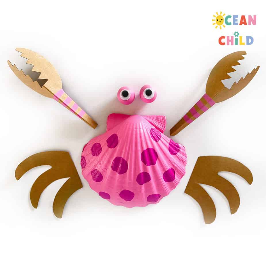 DIY crab craft from painted shells - Ocean Child Crafts