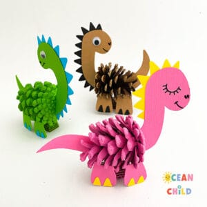 Pinecone craft for kids dinosaur DIY