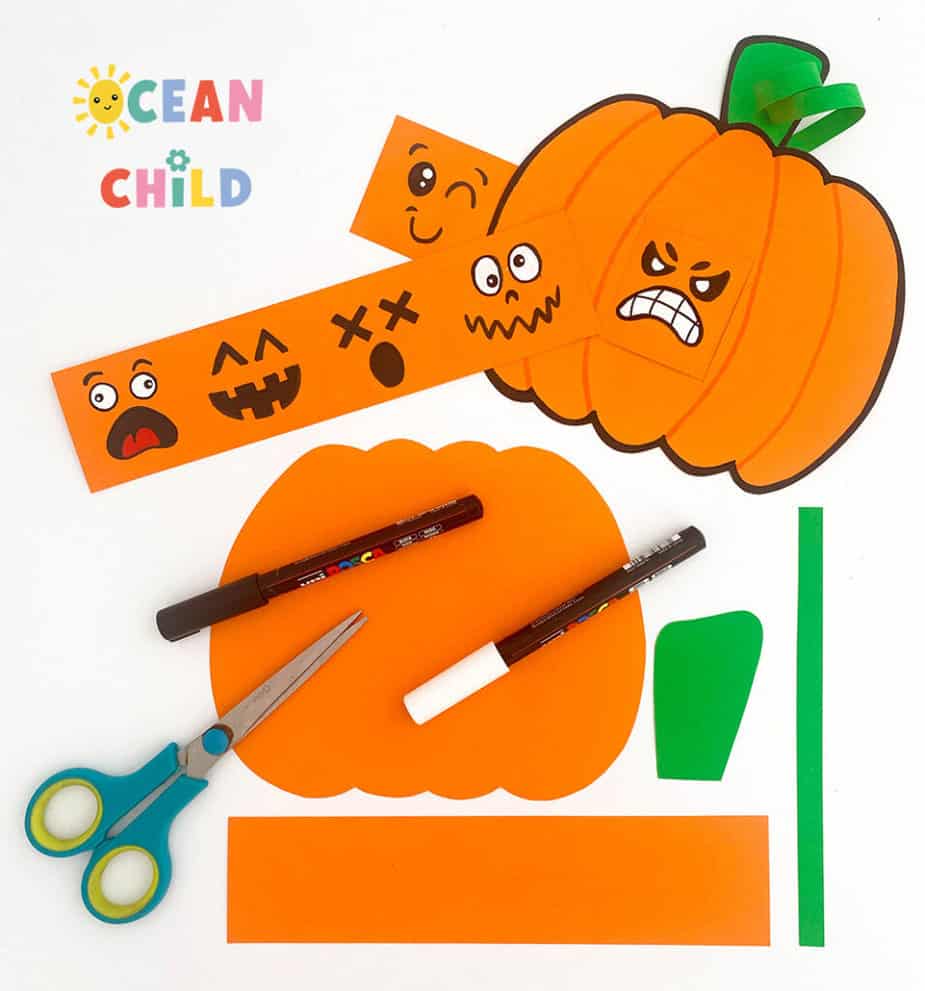 Easy paper pumpkin craft for Halloween Preschool