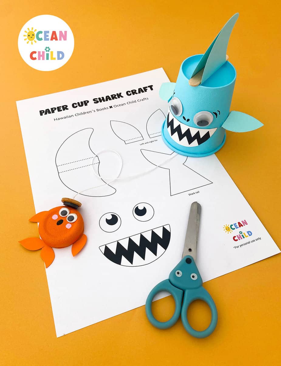 Paper Cup Shark Craft And Magnet Fishing Game - Ocean Child Crafts