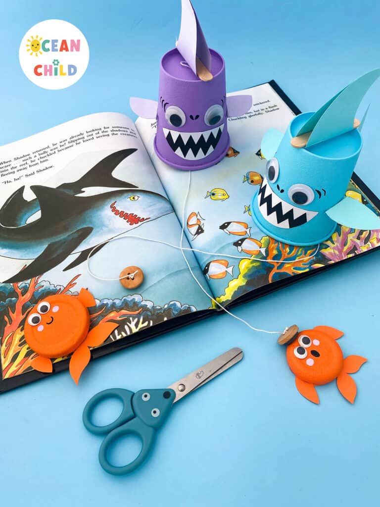 Paper cup shark craft kids activity for Ocean Day