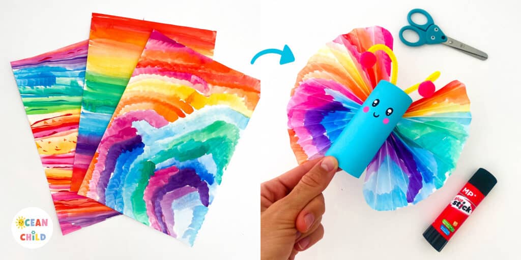 How ro make a rainbow butterfly from old artworks