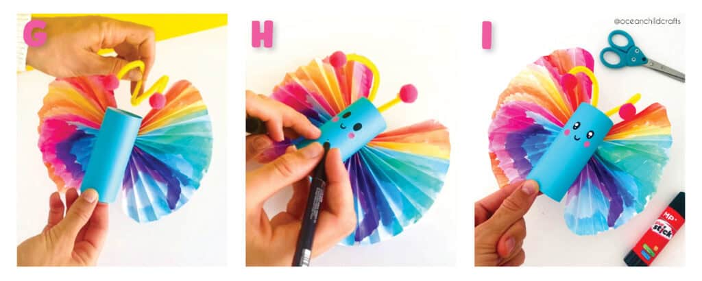 Step by step colorful butterfly craft