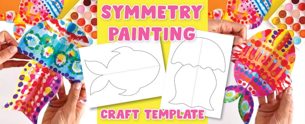 Symmetry Painting with Ocean Animals, Free Craft Template