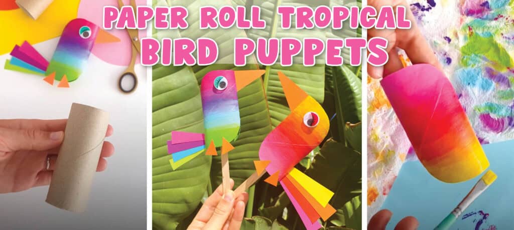 How to make paper roll bird puppets with kids