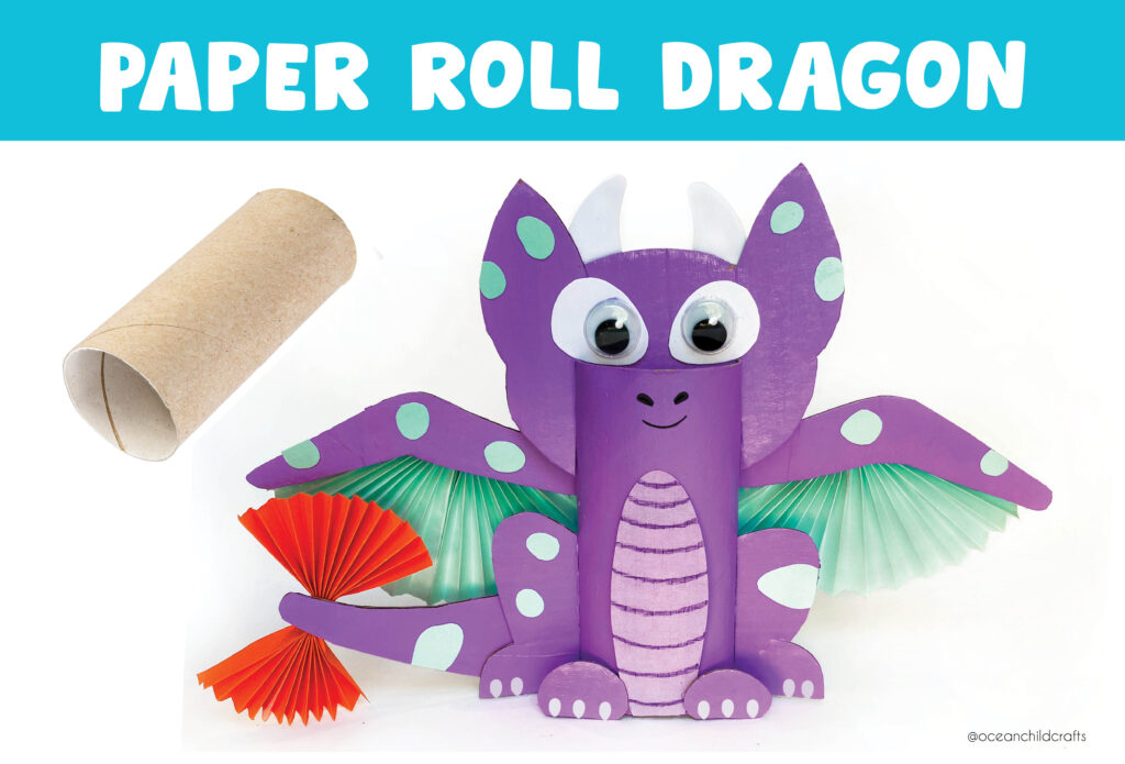 Paper roll dragón craft for Halloween