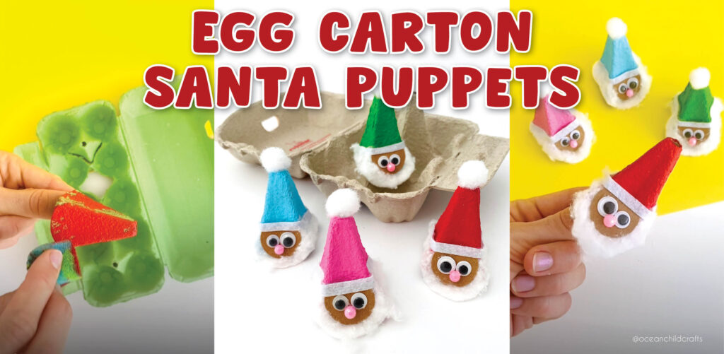 DIY Santa puppets for kids, recycled egg carton Christmas craft!