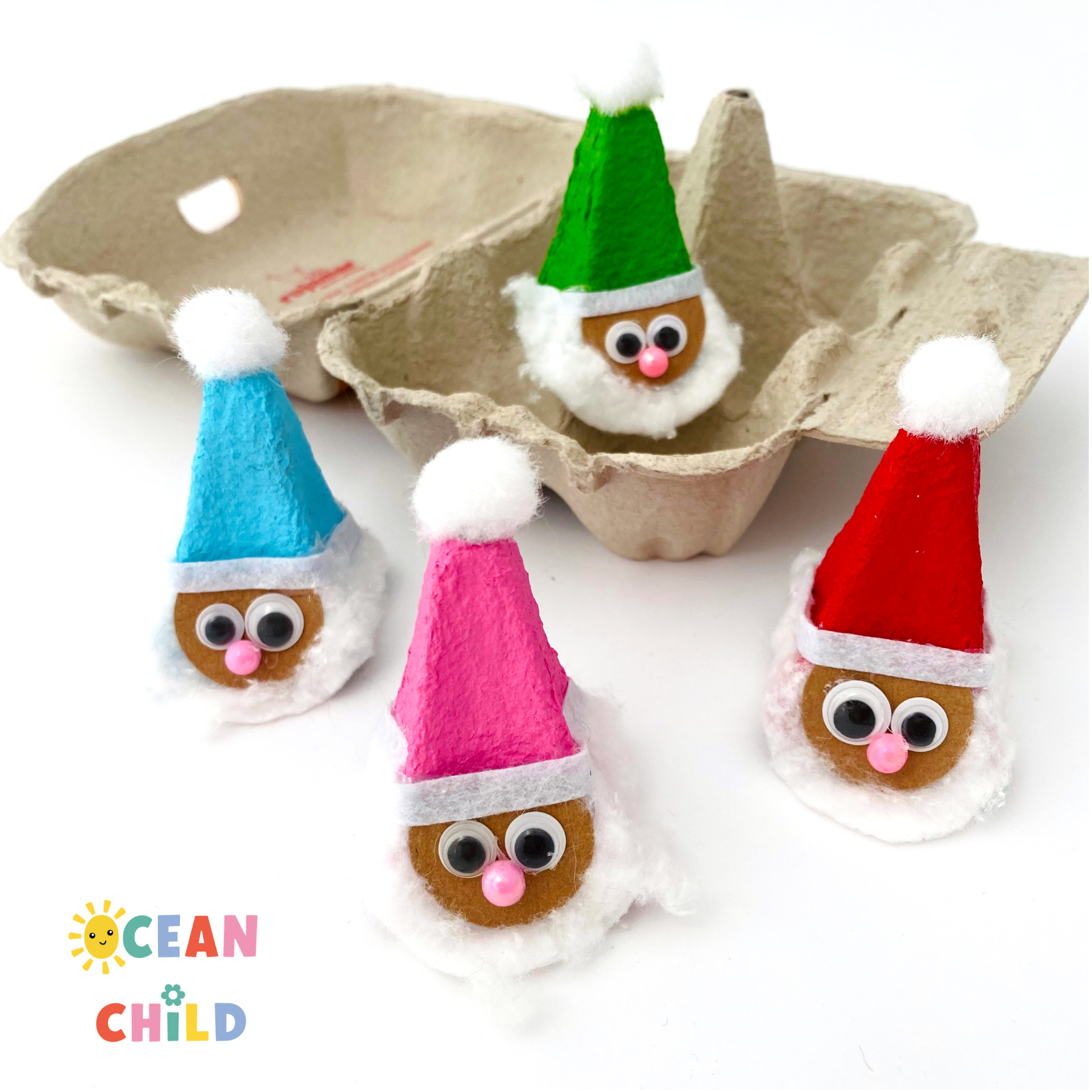 Recycle your egg carton in these cute santa's.