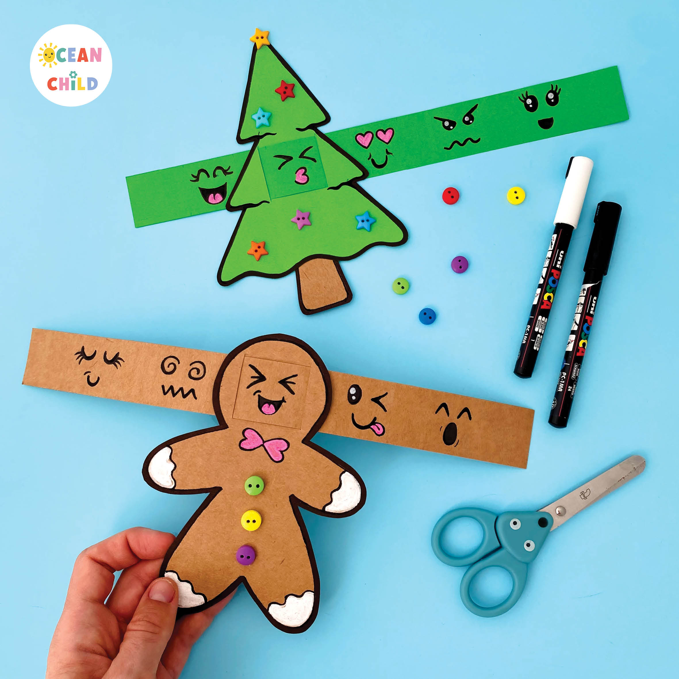 Easy Gingerbread Man Craft Activity For Kids. Perfect Christmas craft project for a winter afternoon at home or in the classroom.