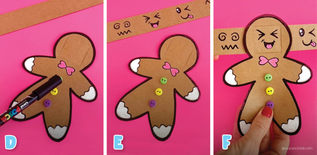 Paper craft for kids with gingerbread man cookies. Creative and fun!