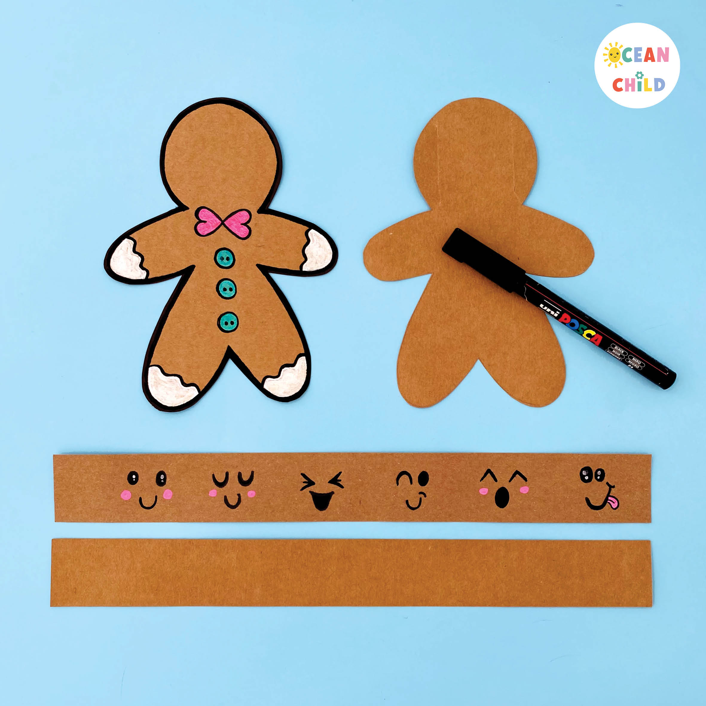 Fun and engaging emotions craft activity for kids. Gingerbread man puppet with emotions.