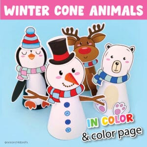 Winter Printable Snowman, Deer, Penguin, Polar Bear