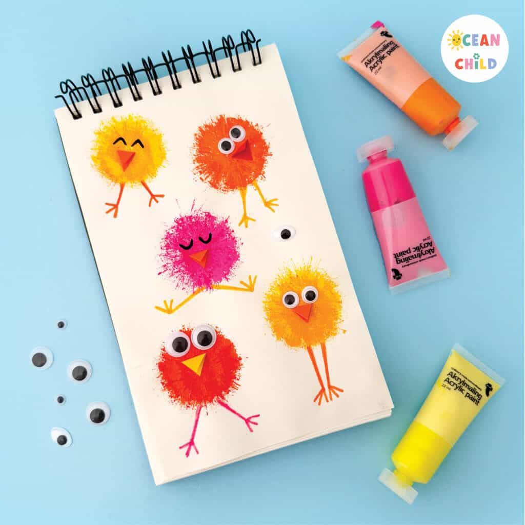 : Fun and Easy Straw Print Chick Painting for Easter!