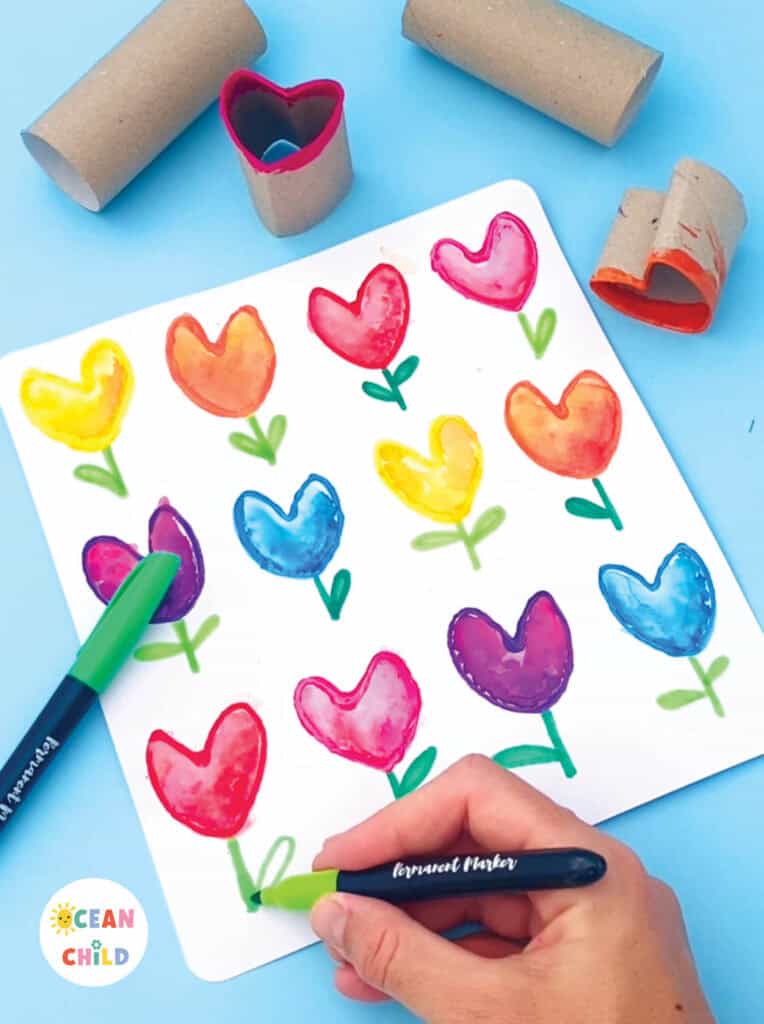 Heart-shaped Flower Stamps